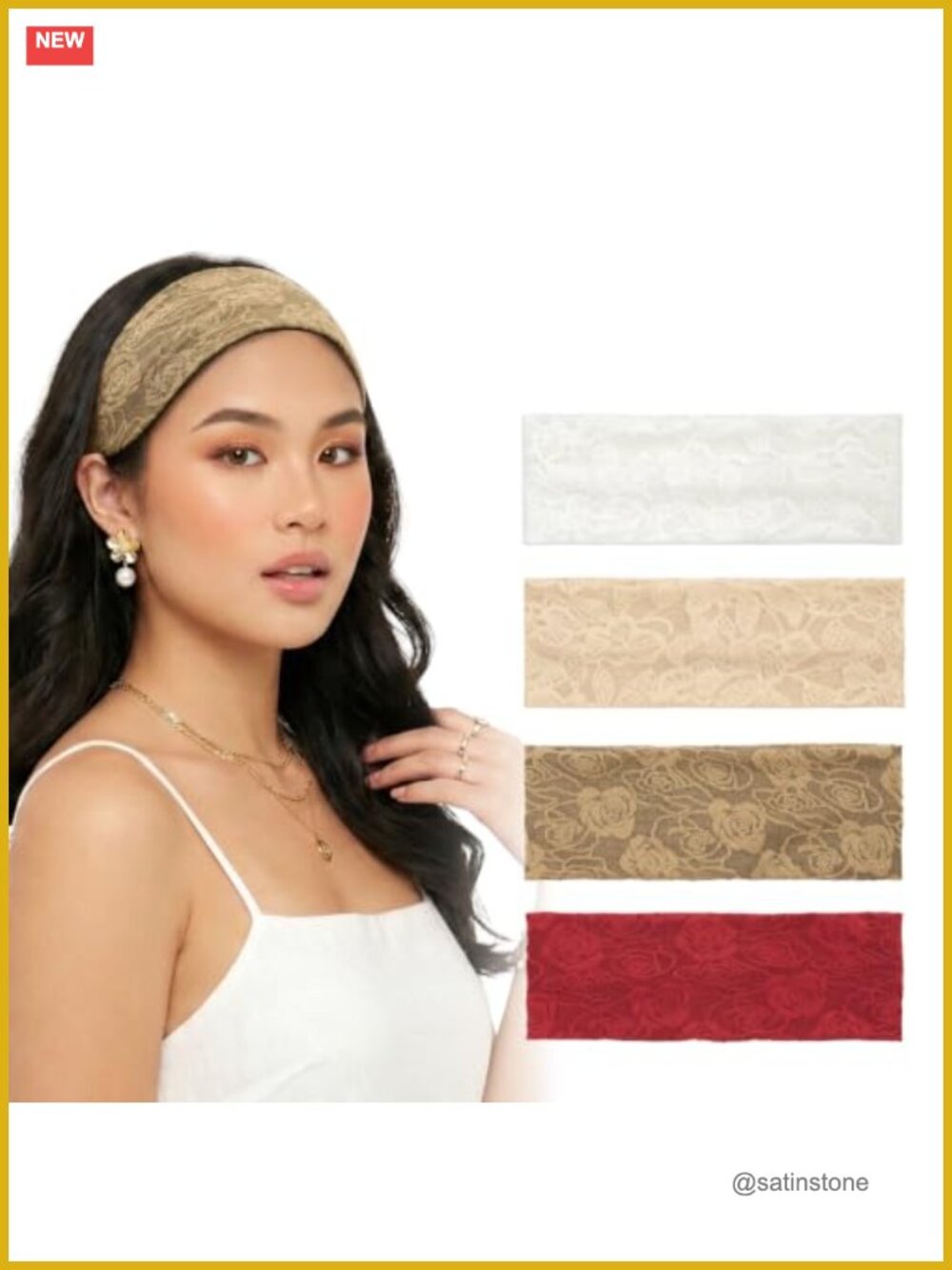 4-Pack Floral Lace Headbands Wide Victorian Garden Women Hair Accessories